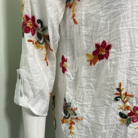 Kindred boho white button down embroidered blouse small - Picture 3 of 7